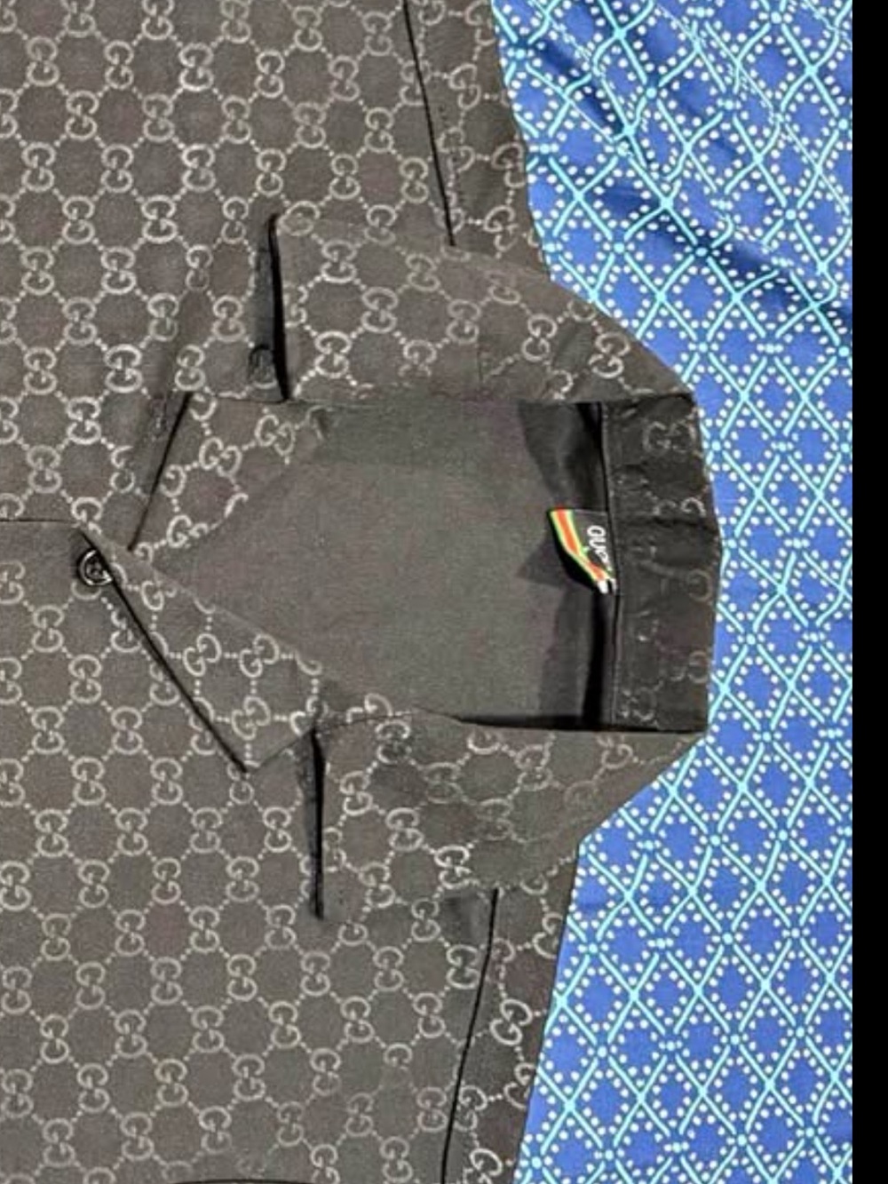 Gucci men’s /unisex Monogram Short Sleeve Button-Up Shirt in Black size L - Picture 2 of 4